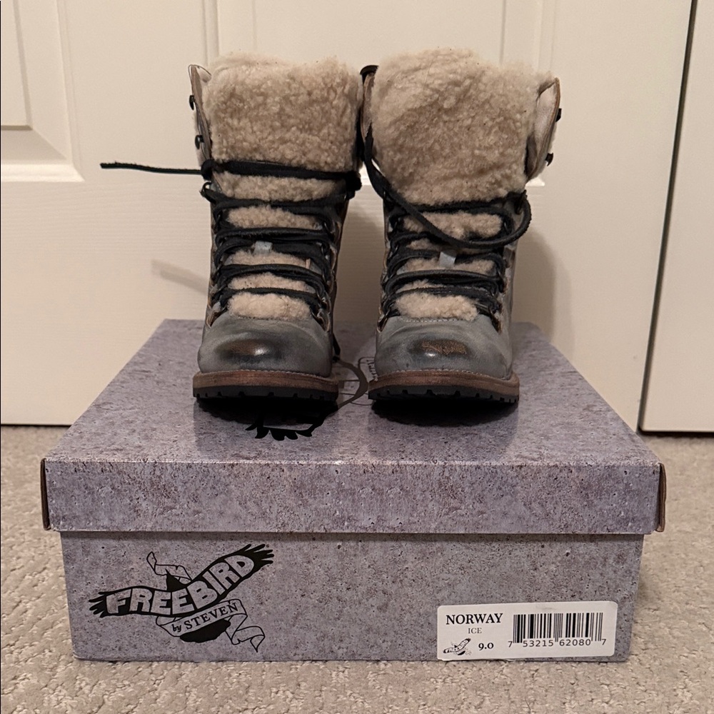 Freebird Norway Shearling Boots in Ice Gray
